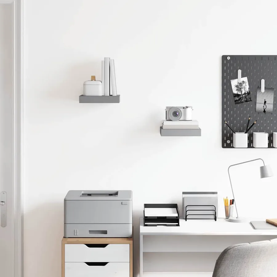 Étagères murales flottantes 2 pcs gris 23x23,5x3,8 cm MDF - 3
