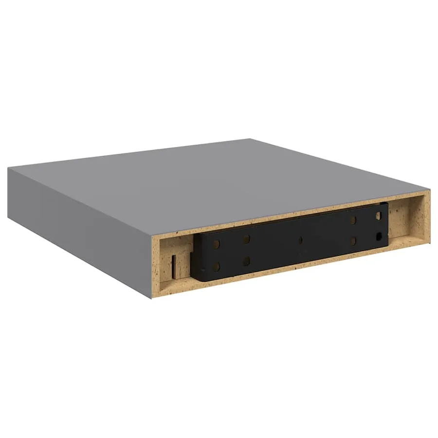 Floating wall shelves 2 pcs grey 23x23.5x3.8 cm MDF - 9