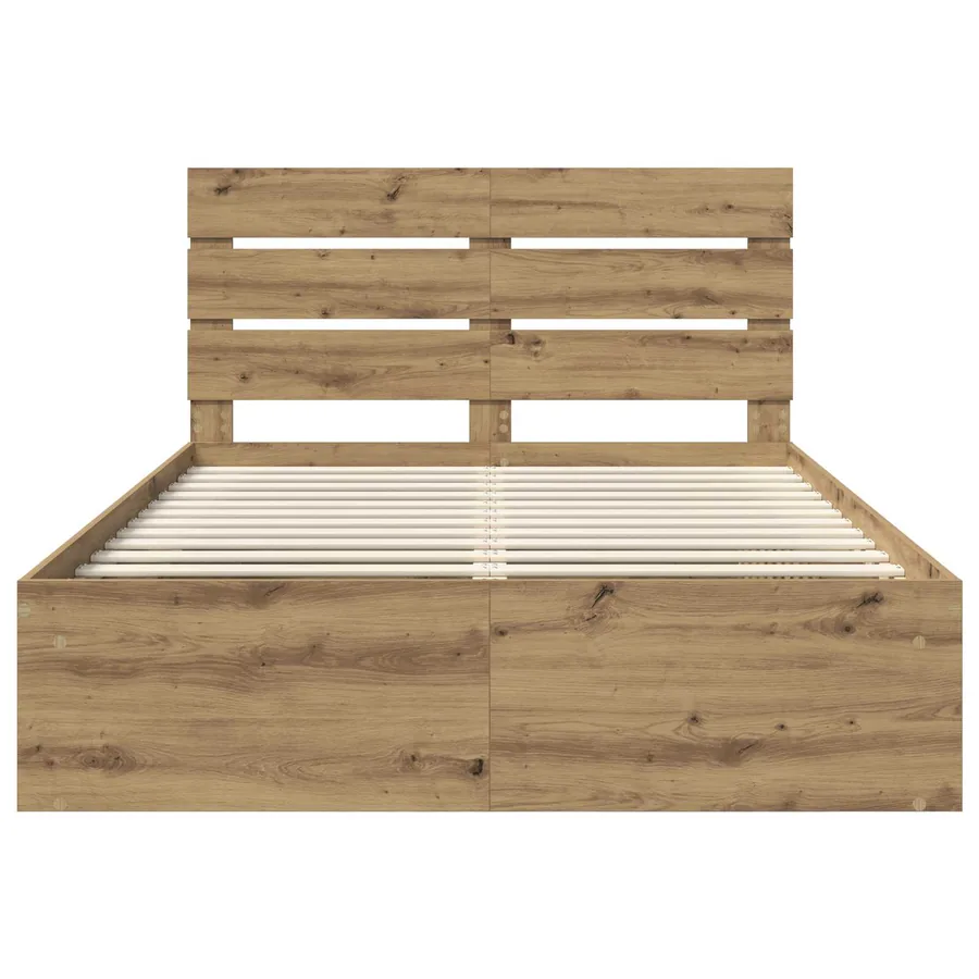 Cadre de lit Chêne artisan 140 x 190 cm Bois de pin massif - 7