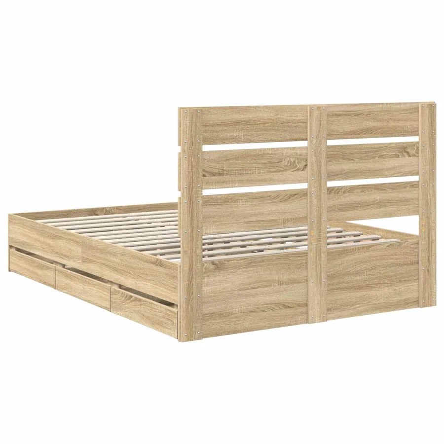 Cadre de lit Chêne Sonoma 140 x 200 cm Bois Ingénierie - 8