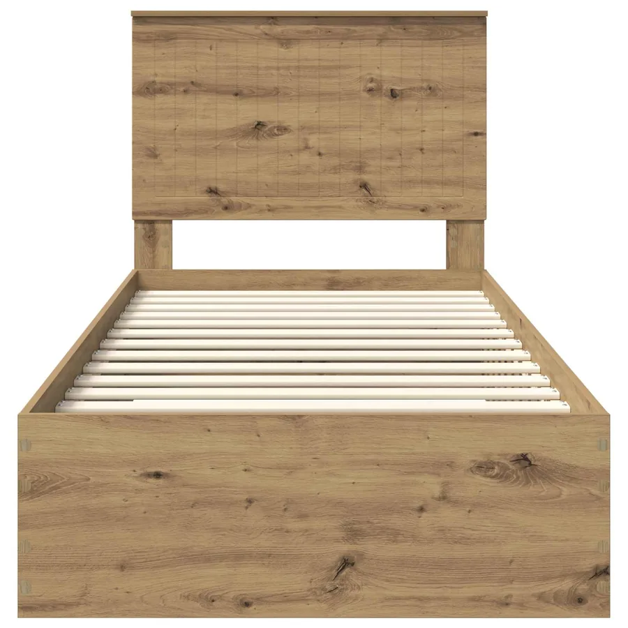 Cadre de lit Chêne artisanal 90 x 200 cm Bois d'ingénierie - 7