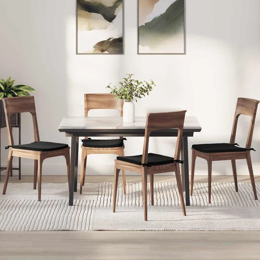 Coussins de siège 4 pcs Noir 40 x 40 x 3 cm Velours