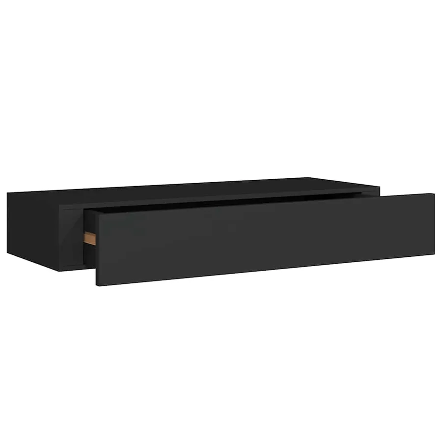 Étagères à tiroirs murales 2 pcs Noir 60x23,5x10 cm MDF - 5