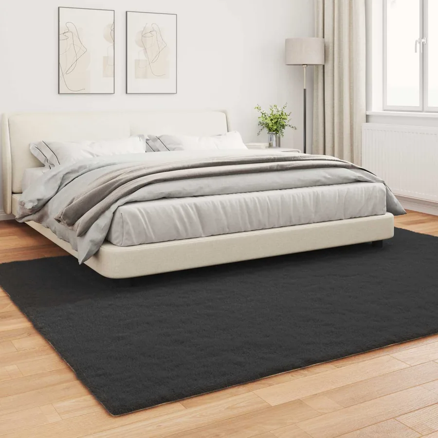Tapis antidérapant en fausse de lapin OLITE Noir 200 x 280 cm - 4