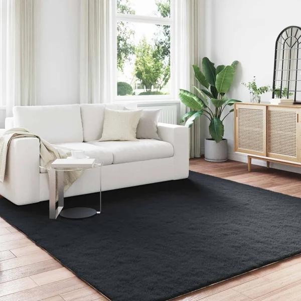 Tapis antidérapant en fausse de lapin OLITE Noir 200 x 200 cm