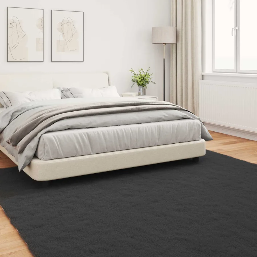 Tapis antidérapant en fausse de lapin OLITE Noir 200 x 200 cm - 4