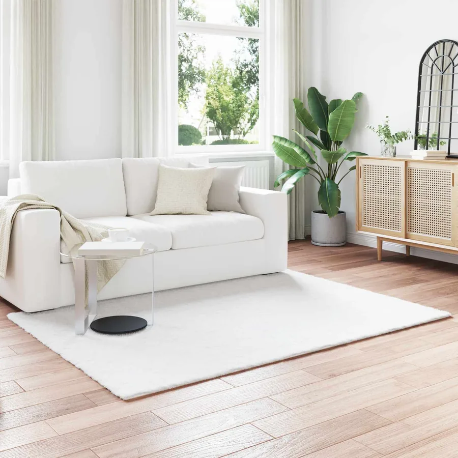 Tapis antidérapant en fausse de lapin OLITE Blanc 140 x 200 cm