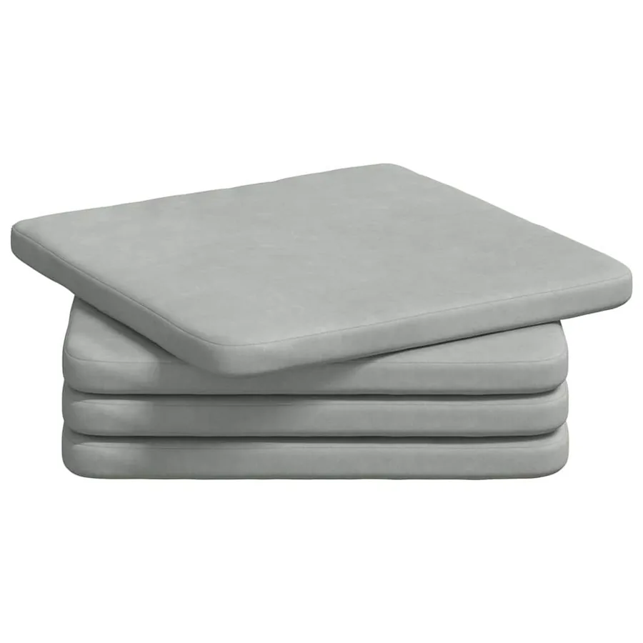 Coussins de siège 4 pcs Gris clair 40 x 40 x 3 cm Velours - 2