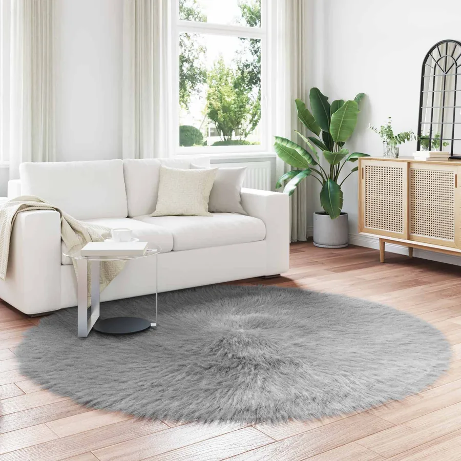 Tapis en fausse TAFALLA Gris Ø 200 cm Polyester