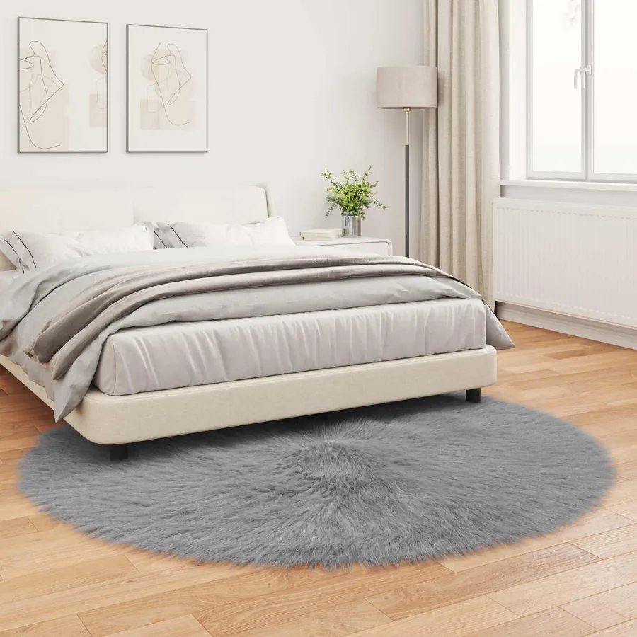 Tapis en fausse TAFALLA Gris Ø 200 cm Polyester - 4