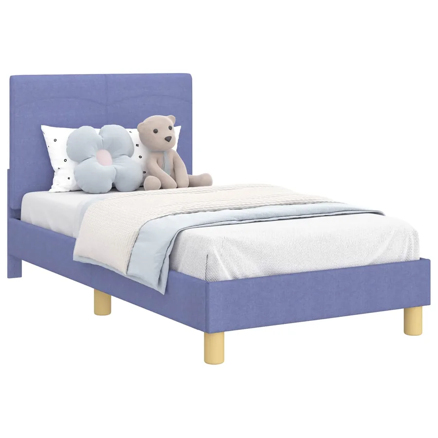Cadre de lit pour enfants avec tête de lit Bleu denim tissu - 2