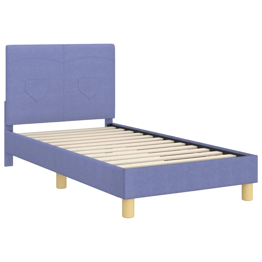 Cadre de lit pour enfants avec tête de lit Bleu denim tissu - 4