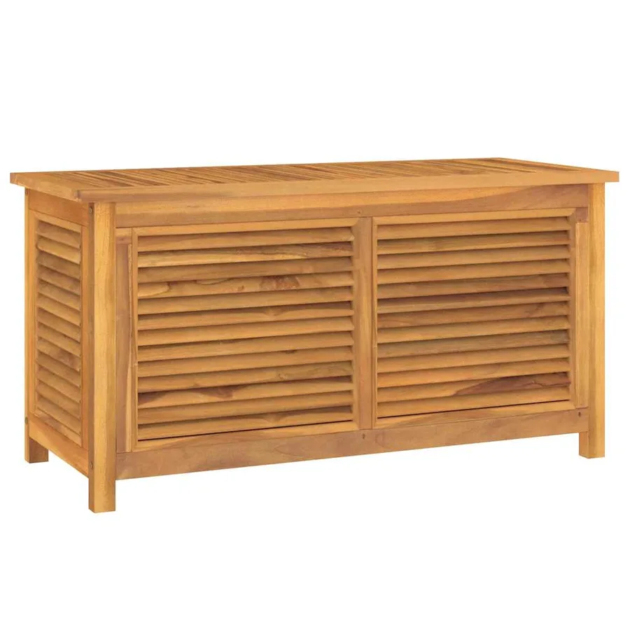 Garden storage box and bag 114x50x58 cm solid teak wood - 2