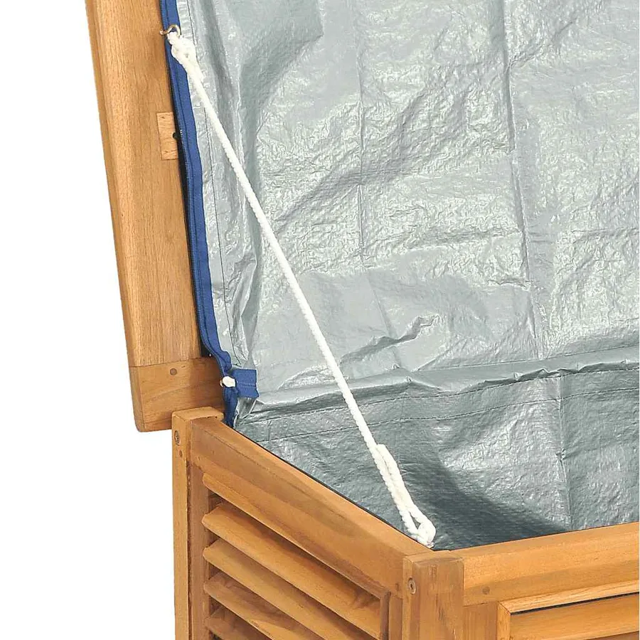 Garden storage box and bag 114x50x58 cm solid teak wood - 8