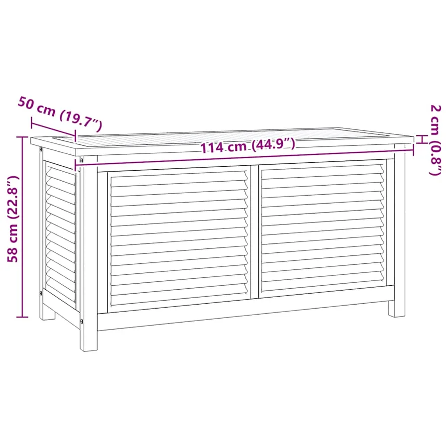 Garden storage box and bag 114x50x58 cm solid teak wood - 9