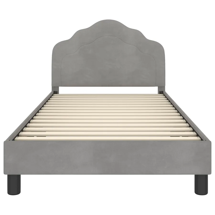 Cadre de lit pour enfants avec tête de lit Gris clair Velours - 5