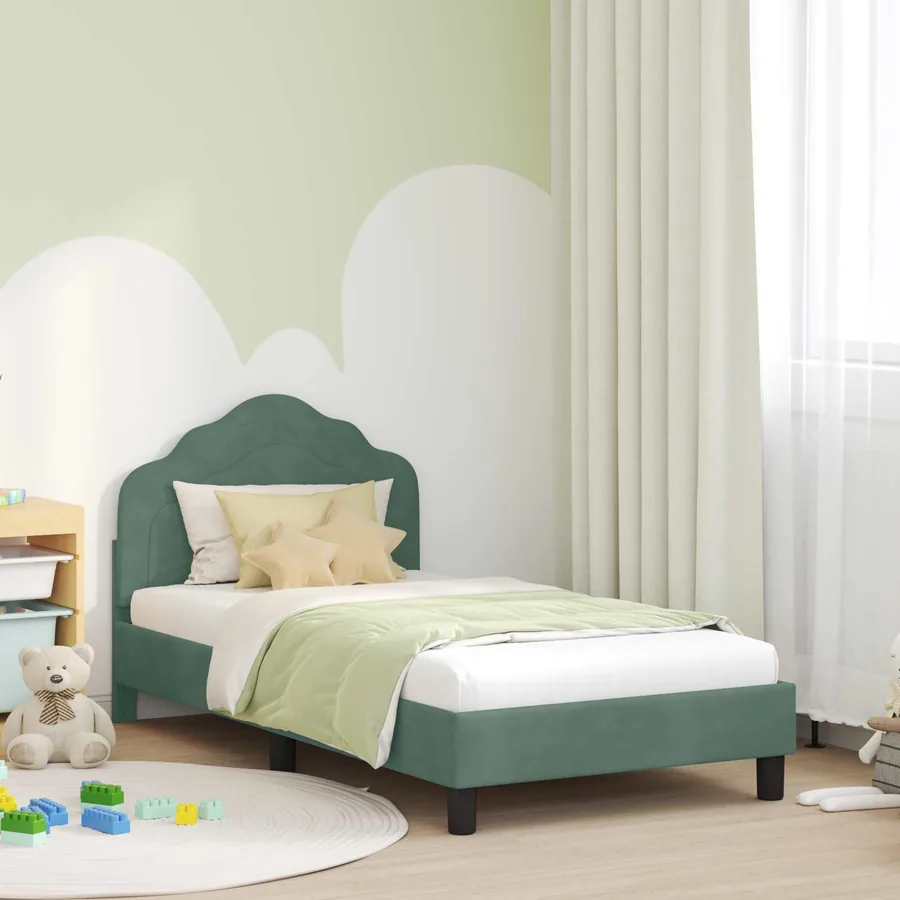 Cadre de lit pour enfants avec tête de lit Vert Mer 80 x 160 cm