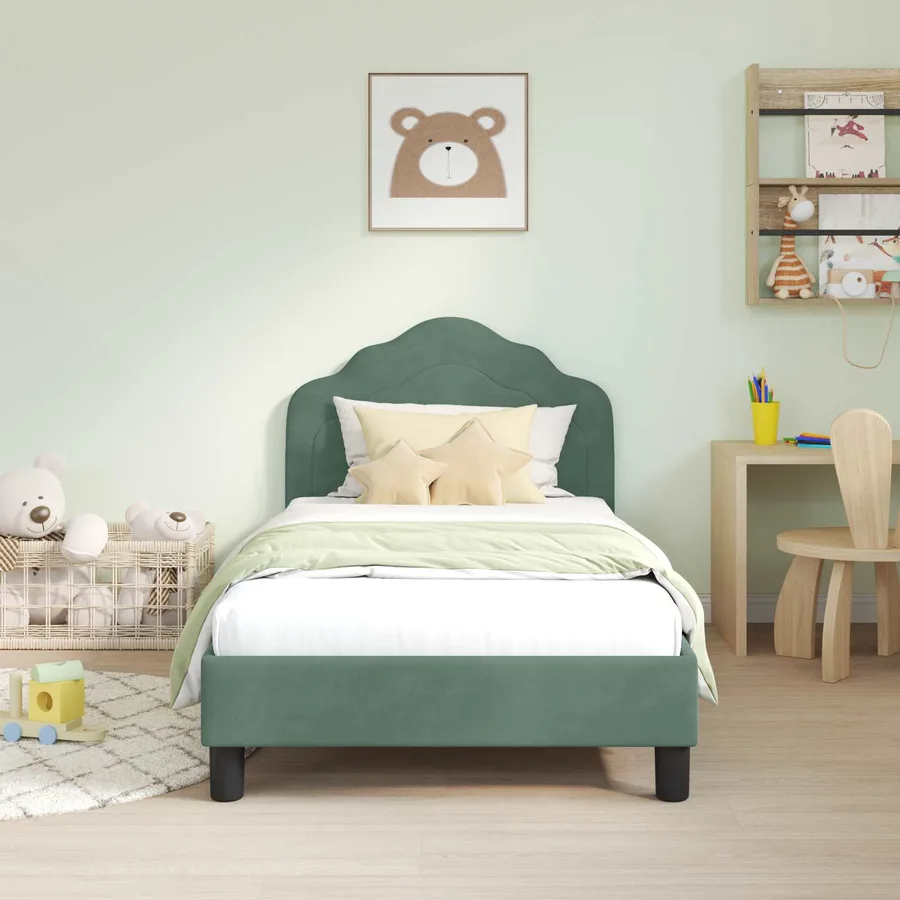 Cadre de lit pour enfants avec tête de lit Vert Mer 80 x 160 cm - 3