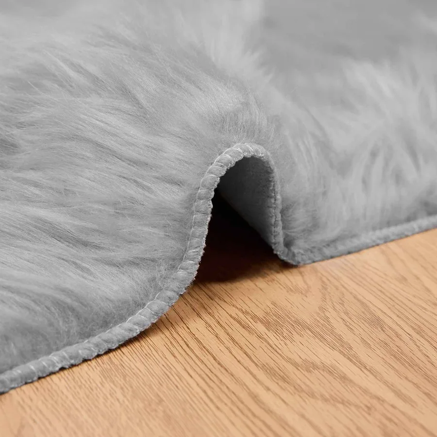 Tapis en fausse TAFALLA Gris 160 x 160 cm Polyester - 5