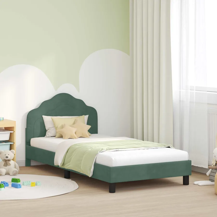 Cadre de lit pour enfants avec tête de lit Vert Mer 80 x 200 cm