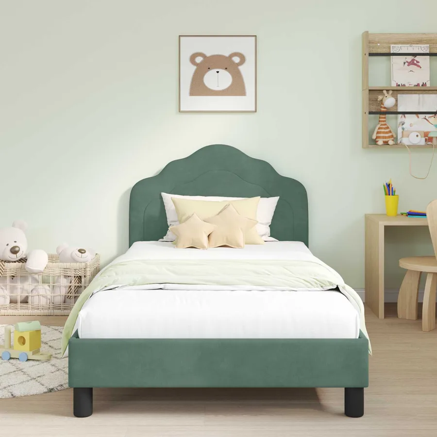 Cadre de lit pour enfants avec tête de lit Vert Mer 80 x 200 cm - 3