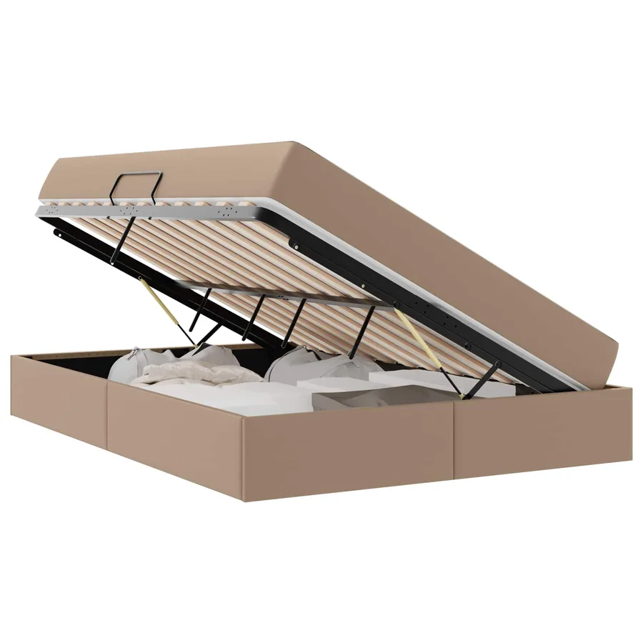 Lit avec rangement et matelas 2 pcs Cappuccino Cuir - 2