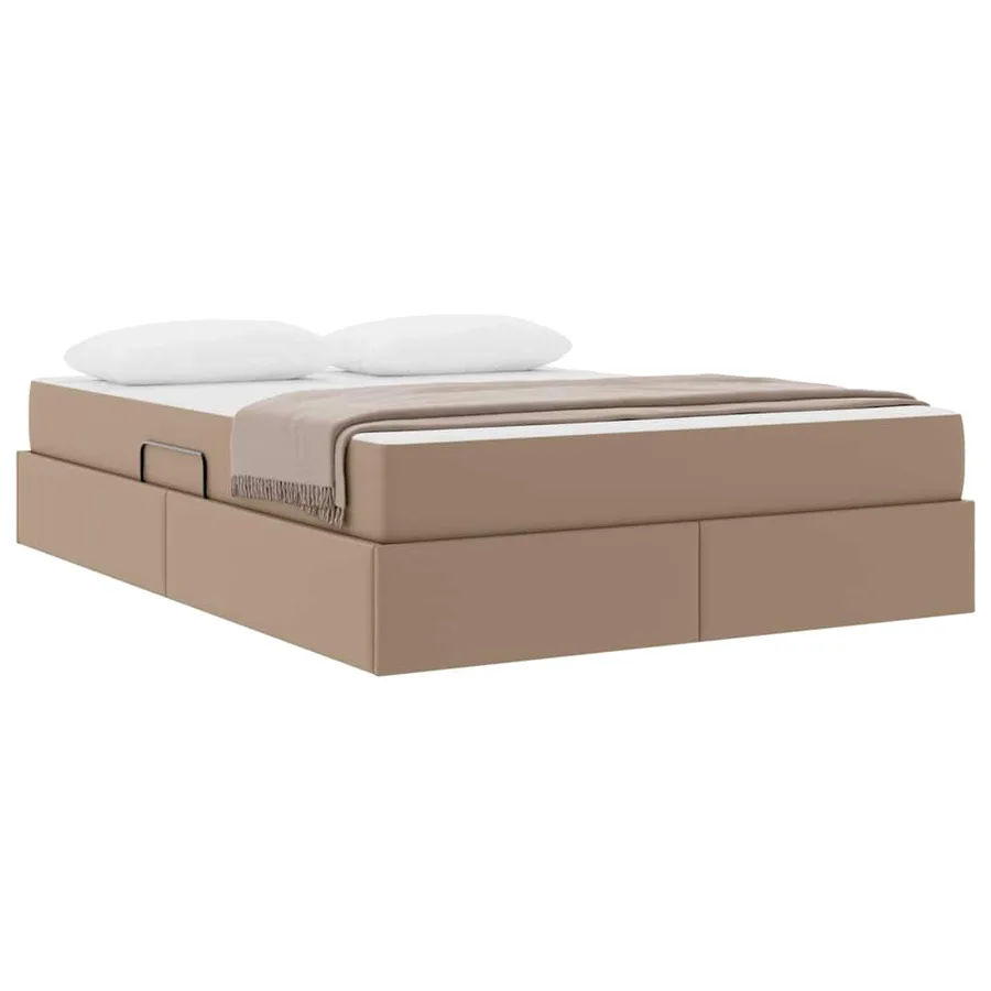 Lit avec rangement et matelas 2 pcs Cappuccino Cuir - 3