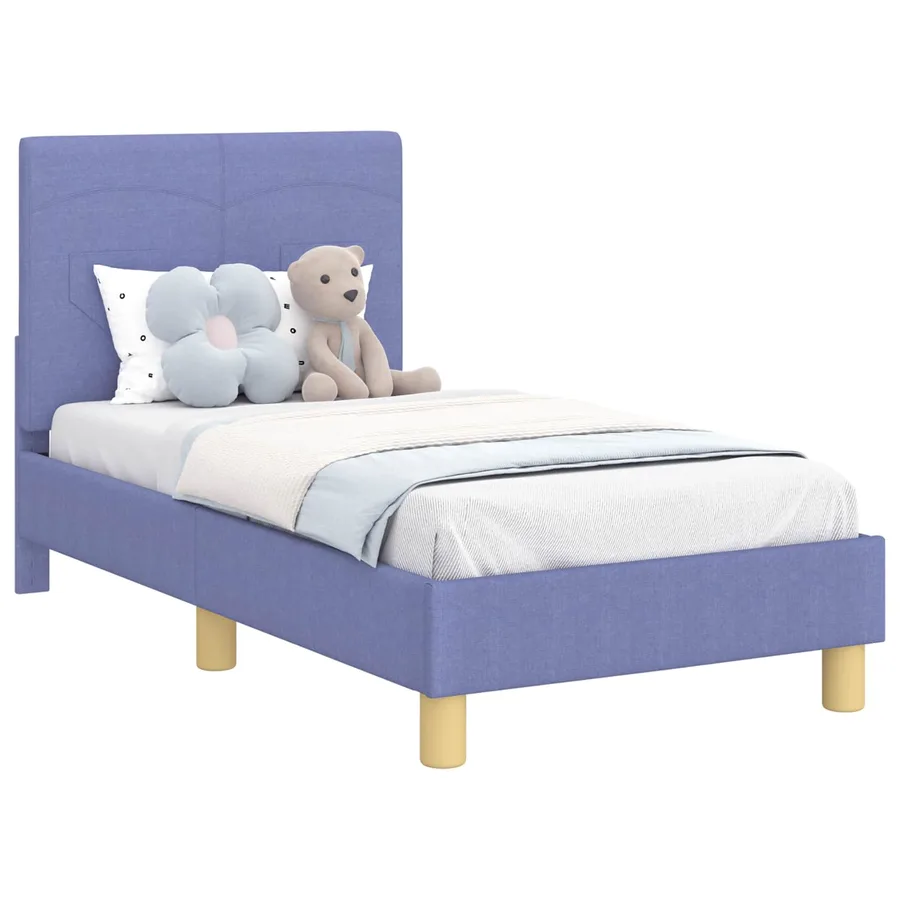 Cadre de lit pour tout-petit avec tête de lit Bleu denim tissu - 2