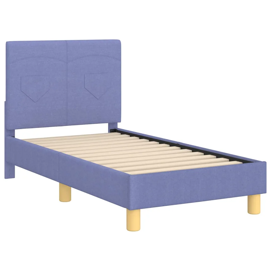 Cadre de lit pour tout-petit avec tête de lit Bleu denim tissu - 4