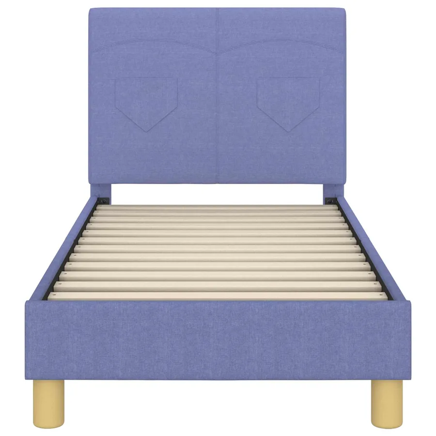 Cadre de lit pour tout-petit avec tête de lit Bleu denim tissu - 5