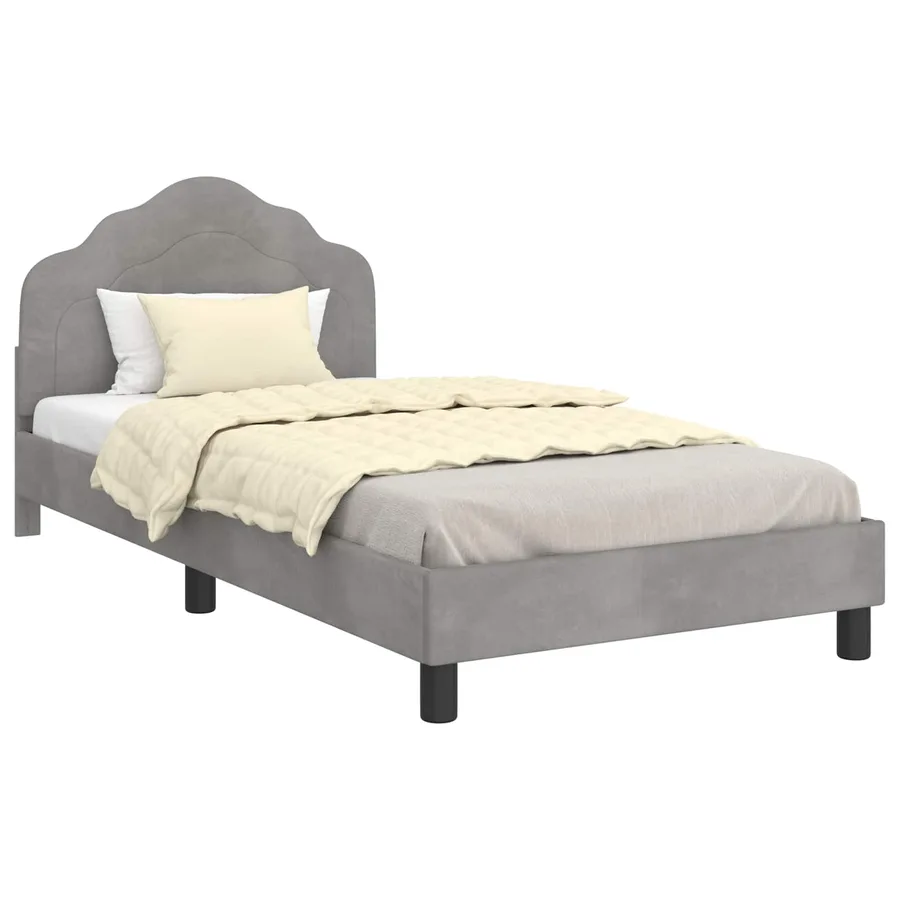 Cadre de lit pour enfants avec tête de lit Gris clair Velours - 2