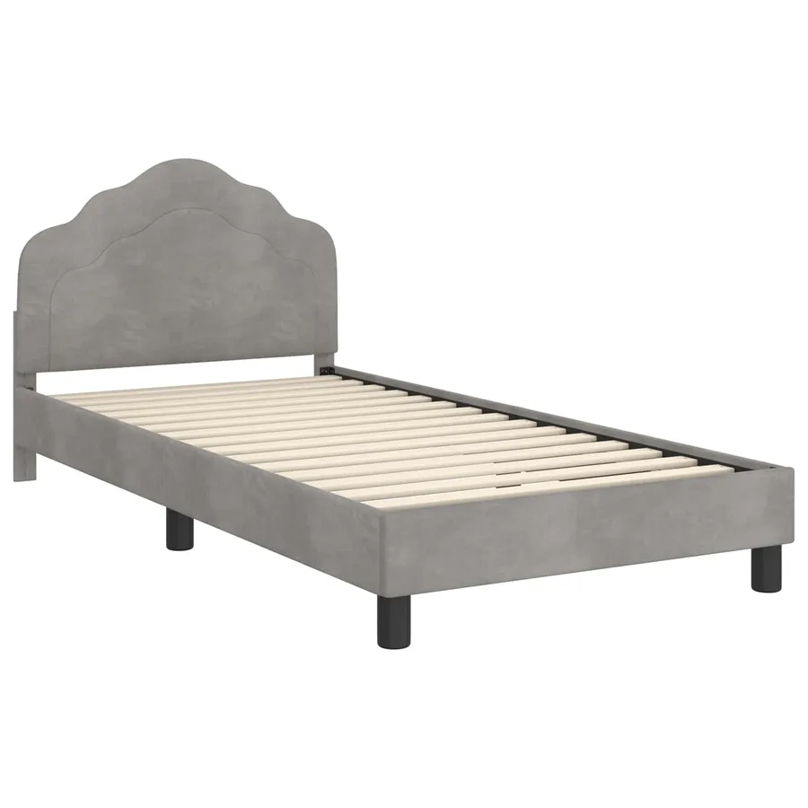 Cadre de lit pour enfants avec tête de lit Gris clair Velours - 4