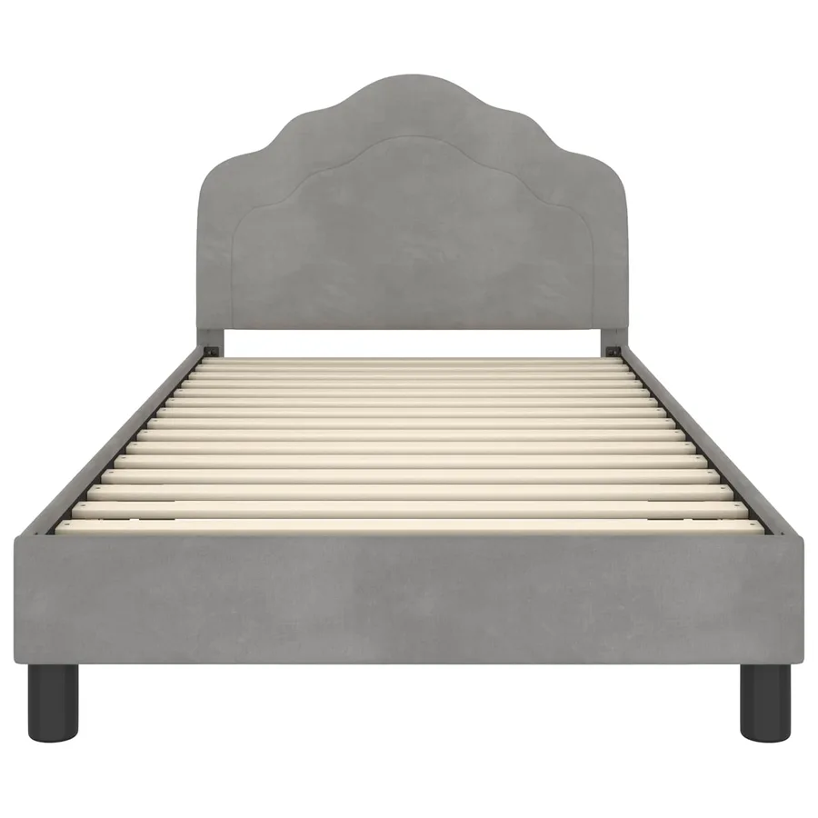 Cadre de lit pour enfants avec tête de lit Gris clair Velours - 5