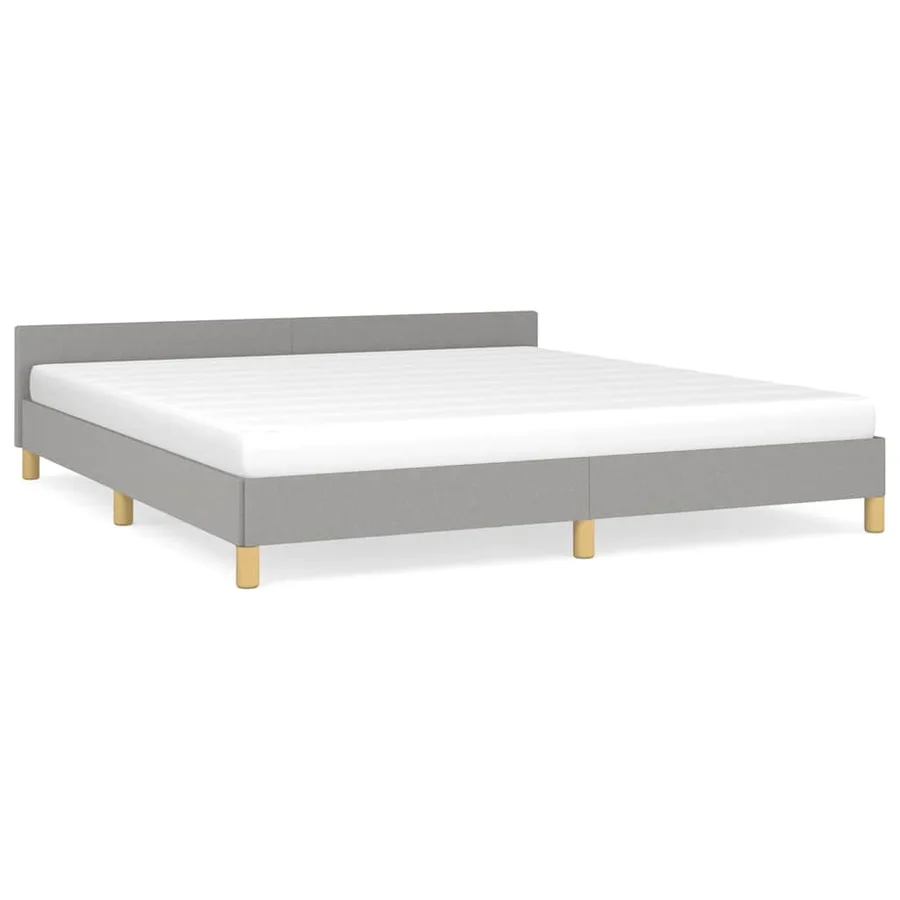 Cadre de lit sans matelas gris clair 160x200 cm tissu - 2