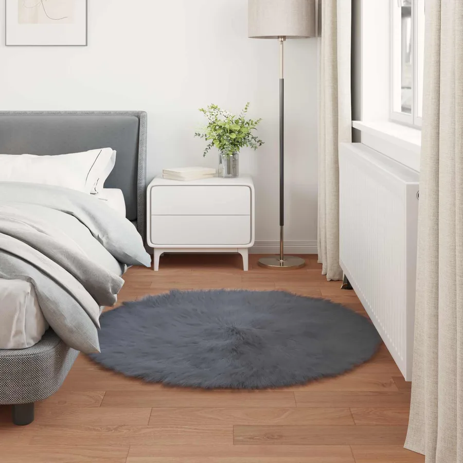 Tapis en fausse TAFALLA Anthracite Ø 120 cm Polyester - 4