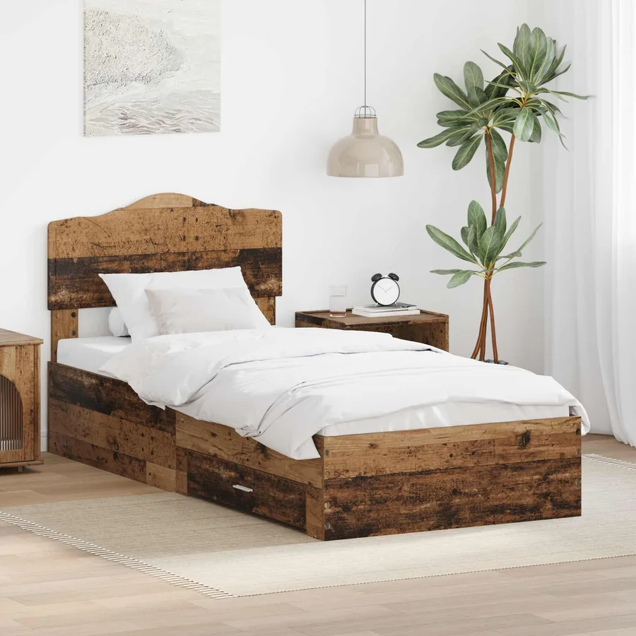 Cadre de lit Bois ancien 90 x 200 cm Bois d'ingénierie