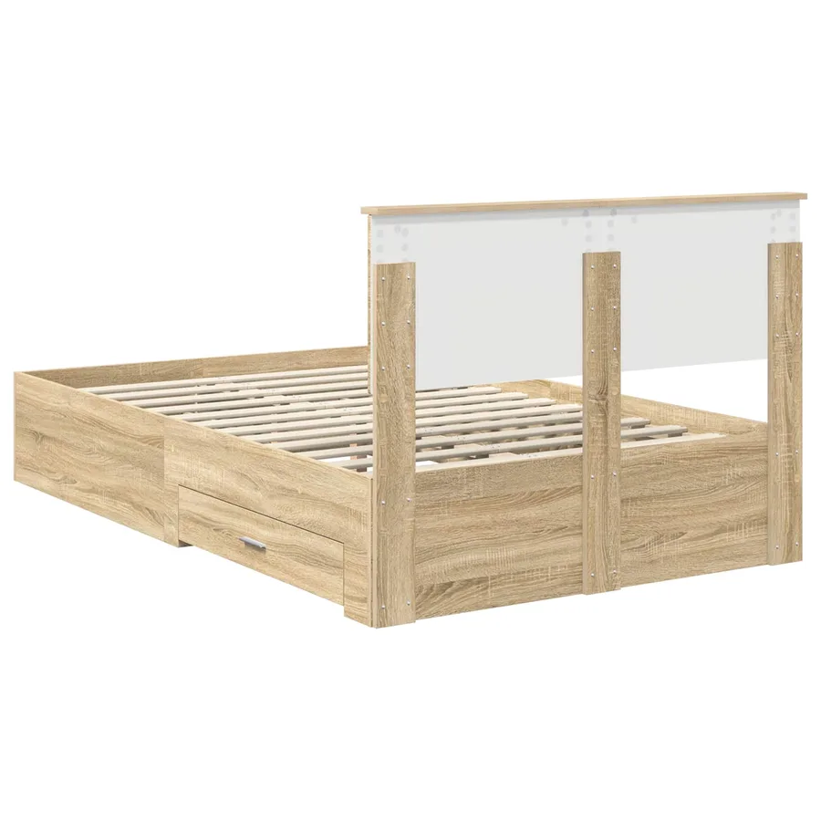 Cadre de lit Chêne Sonoma 135 x 190 cm Bois d'ingénierie - 8
