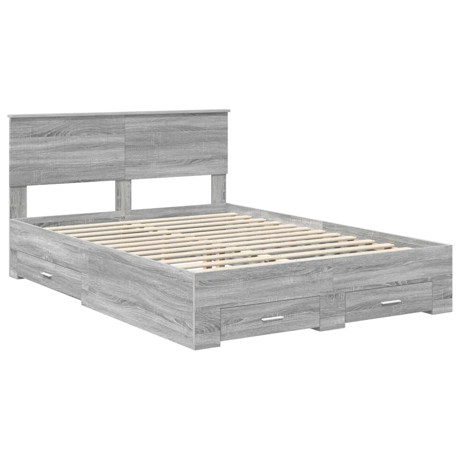 Cadre de lit Sonoma gris 140 x 200 cm Bois d'ingénierie - 4