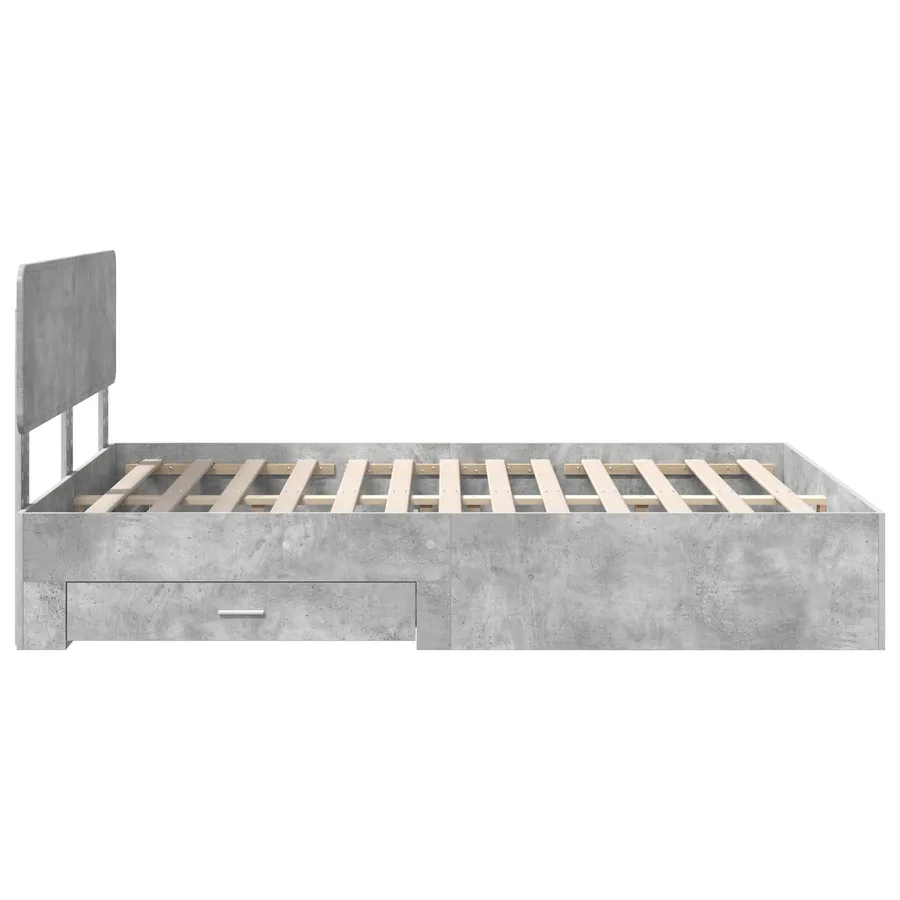 Cadre de lit Gris béton 140 x 200 cm Bois d'ingénierie - 9