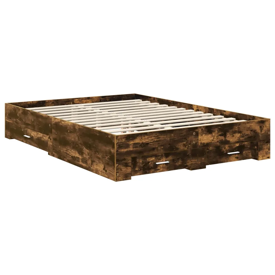 Cadre de lit Chêne fumé 140 x 200 cm Bois d'ingénierie - 6