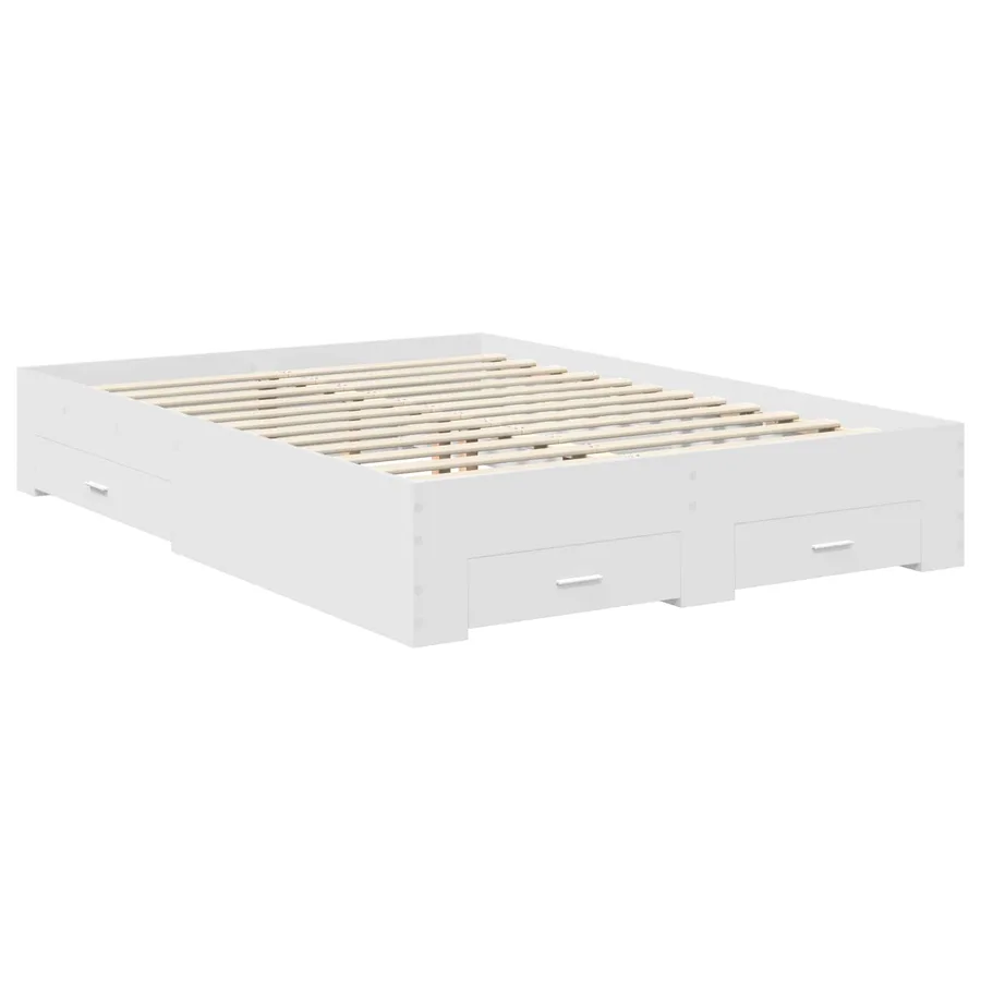 Cadre de lit avec tiroir Blanc 140 x 190 cm Bois d'ingénierie - 6