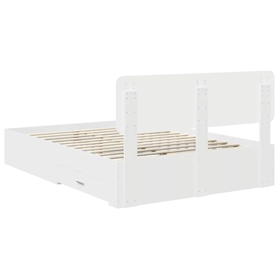 Cadre de lit avec tiroir Blanc 140 x 190 cm Bois d'ingénierie - 8