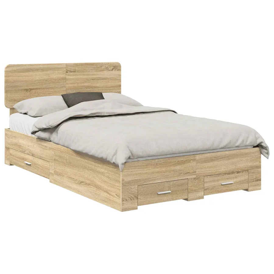 Cadre de lit Chêne Sonoma 135 x 190 cm Bois d'ingénierie - 2