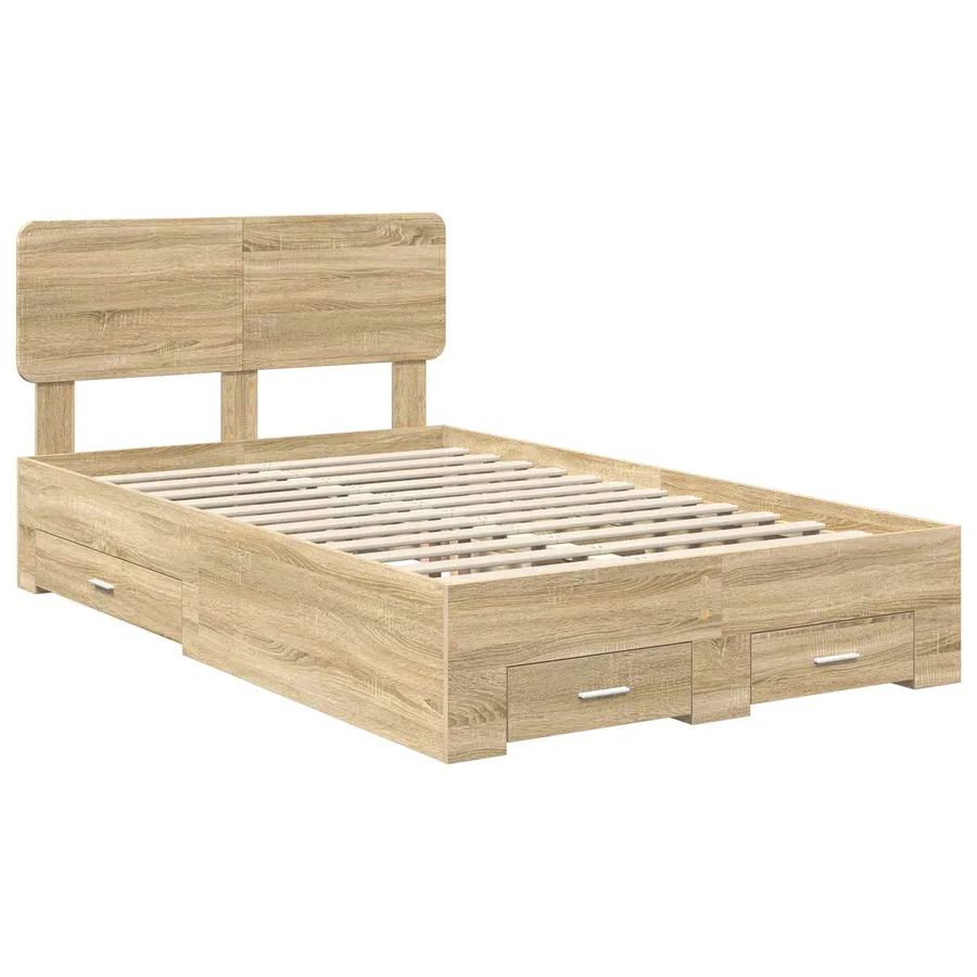 Cadre de lit Chêne Sonoma 135 x 190 cm Bois d'ingénierie - 4