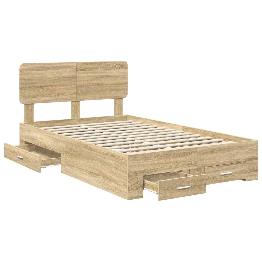 Cadre de lit Chêne Sonoma 135 x 190 cm Bois d'ingénierie - 5