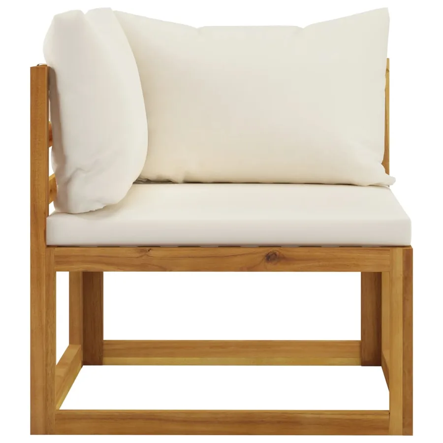 Salon de jardin 6 pcs avec coussin Crème Bois d'acacia solide - 6