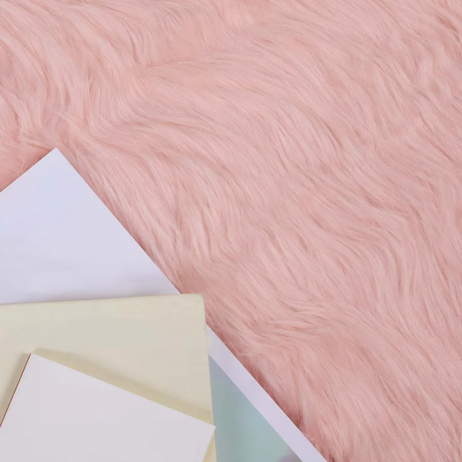 Tapis en fausse TAFALLA Rose Ø 100 cm Polyester - 3