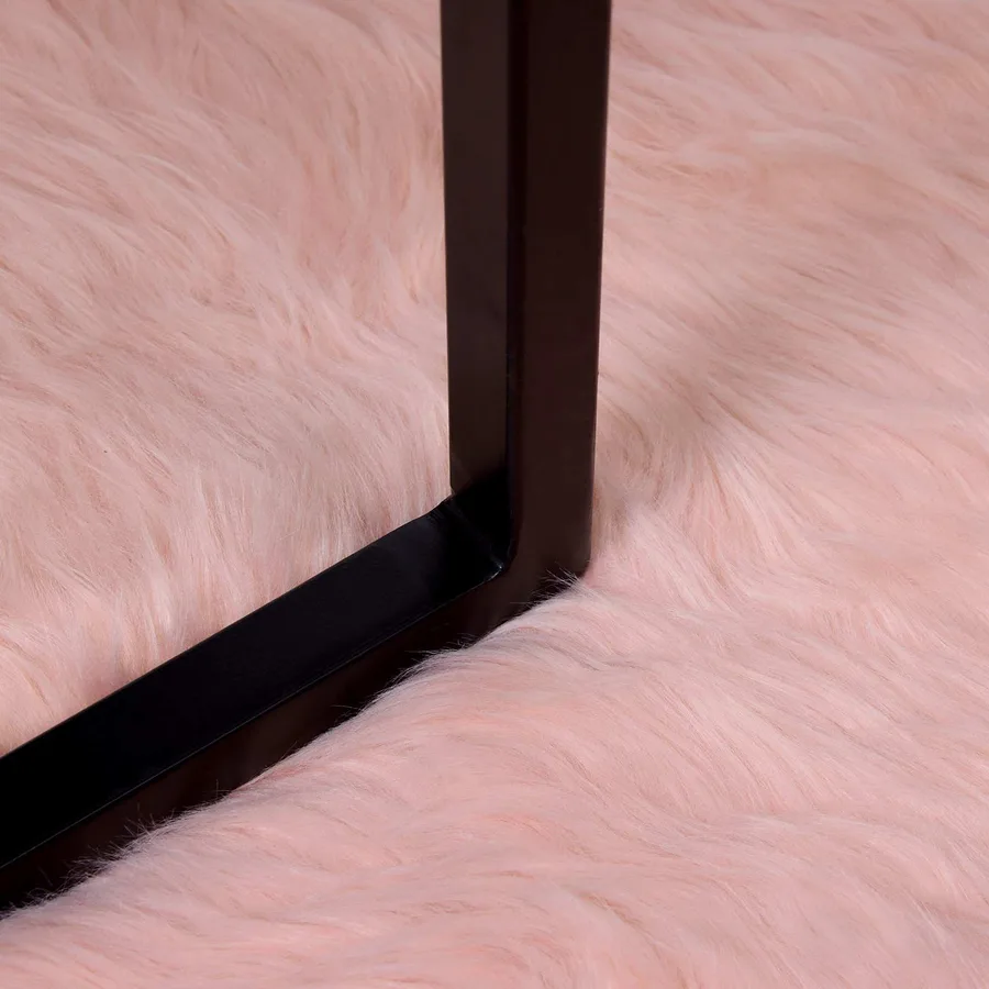 Tapis en fausse TAFALLA Rose Ø 100 cm Polyester - 5