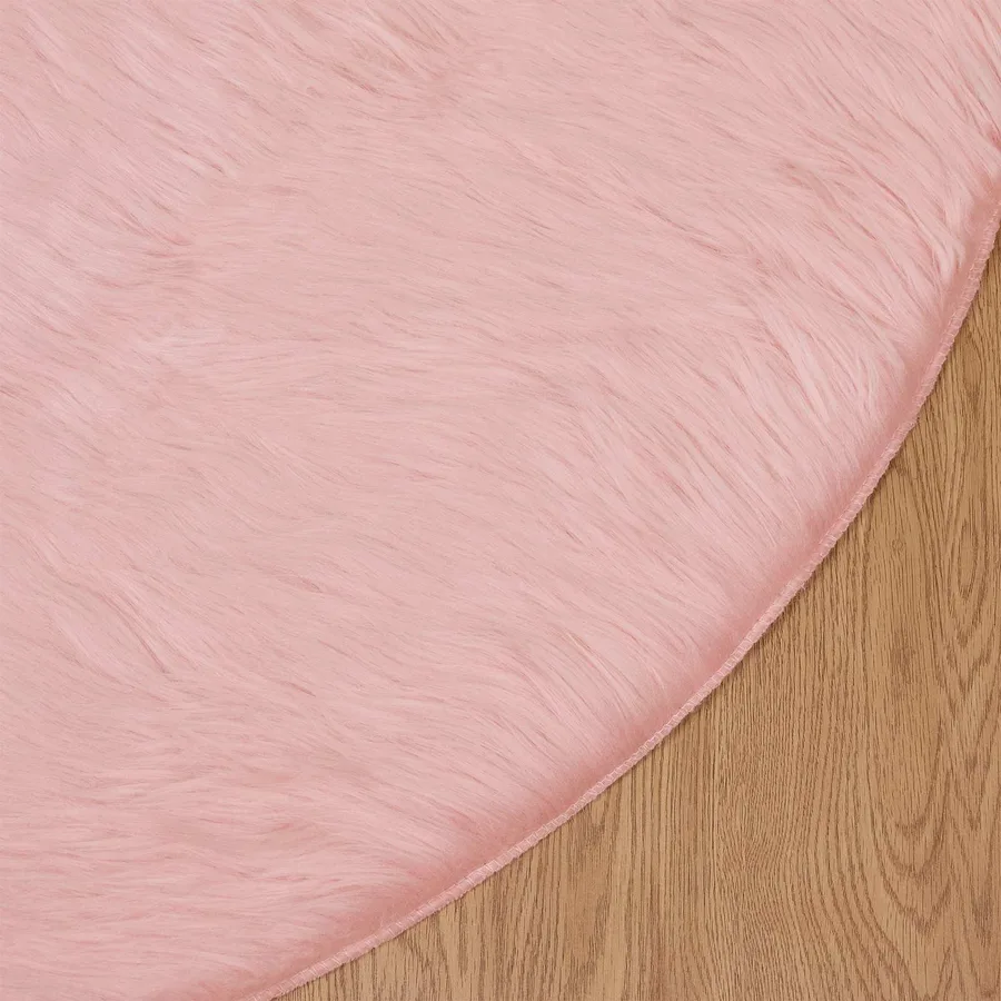 Tapis en fausse TAFALLA Rose Ø 100 cm Polyester - 6