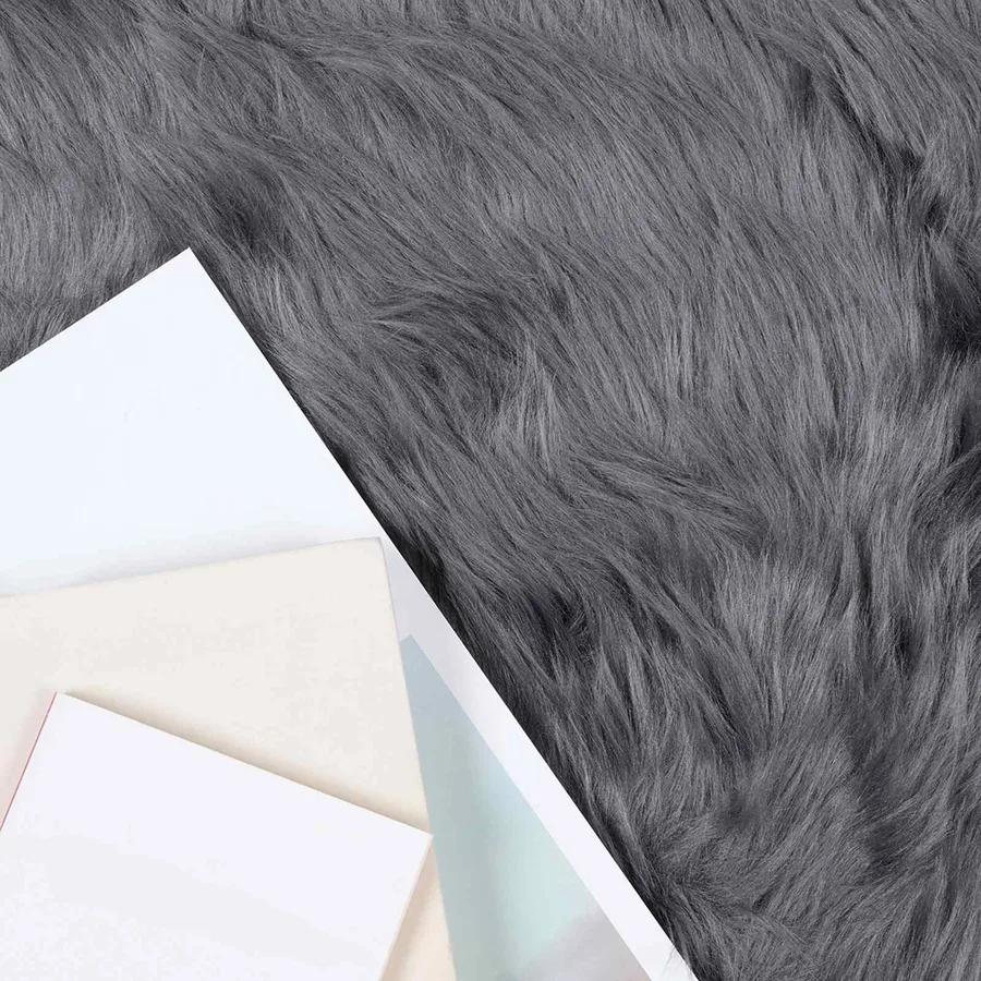 Tapis en fausse TAFALLA Anthracite Ø 80 cm Polyester - 3